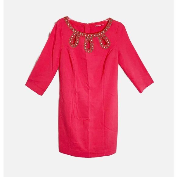 Lilly Pulitzer Dresses & Skirts - ❌SOLD❌ Lilly Pulitzer Brontë Pink Watermelon Shift Gold Embellished Dress S